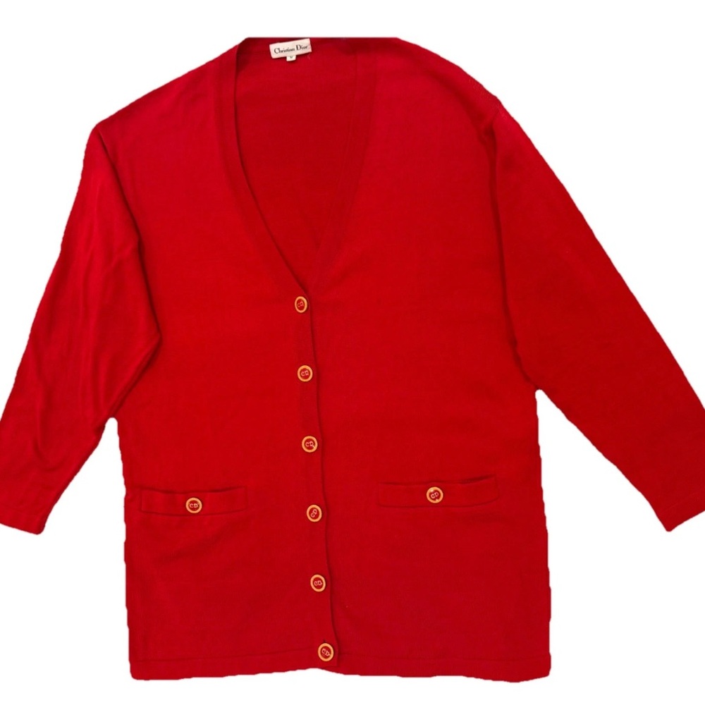Dior Red Oversized Knit Cardigan Medium